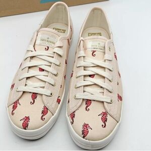 Kate Spade Keds Sneakers. Pastel Pink Seahorse Print Size 8